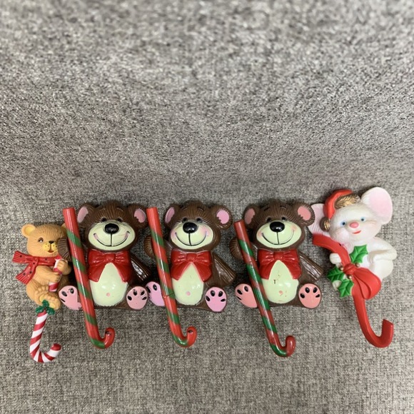 Other - Vintage Giftco Christmas Teddy Bear Stocking Hangers Hong Kong‎